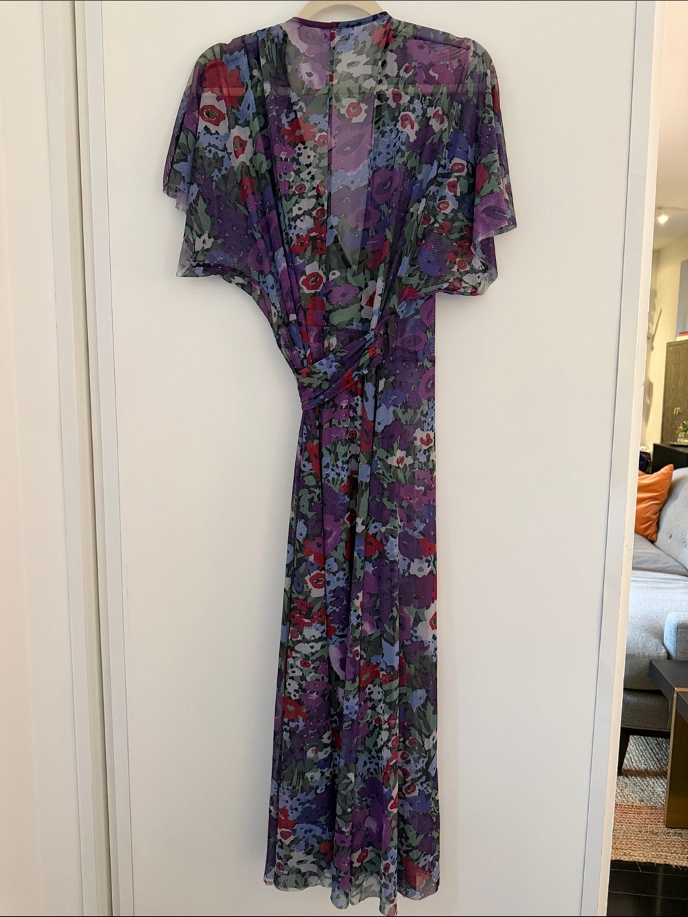 Who What Wear Purple Floral Wrap Maxi in Multi-Color - Picture 4 of 4
